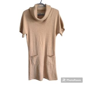 Athleta‎ Zuni Knit Cowl Sweater Dress Tan Size M
